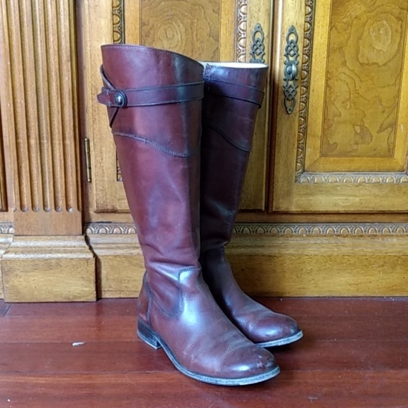 FRYE wide calf leather boots size 8 B - Picture 1 of 8